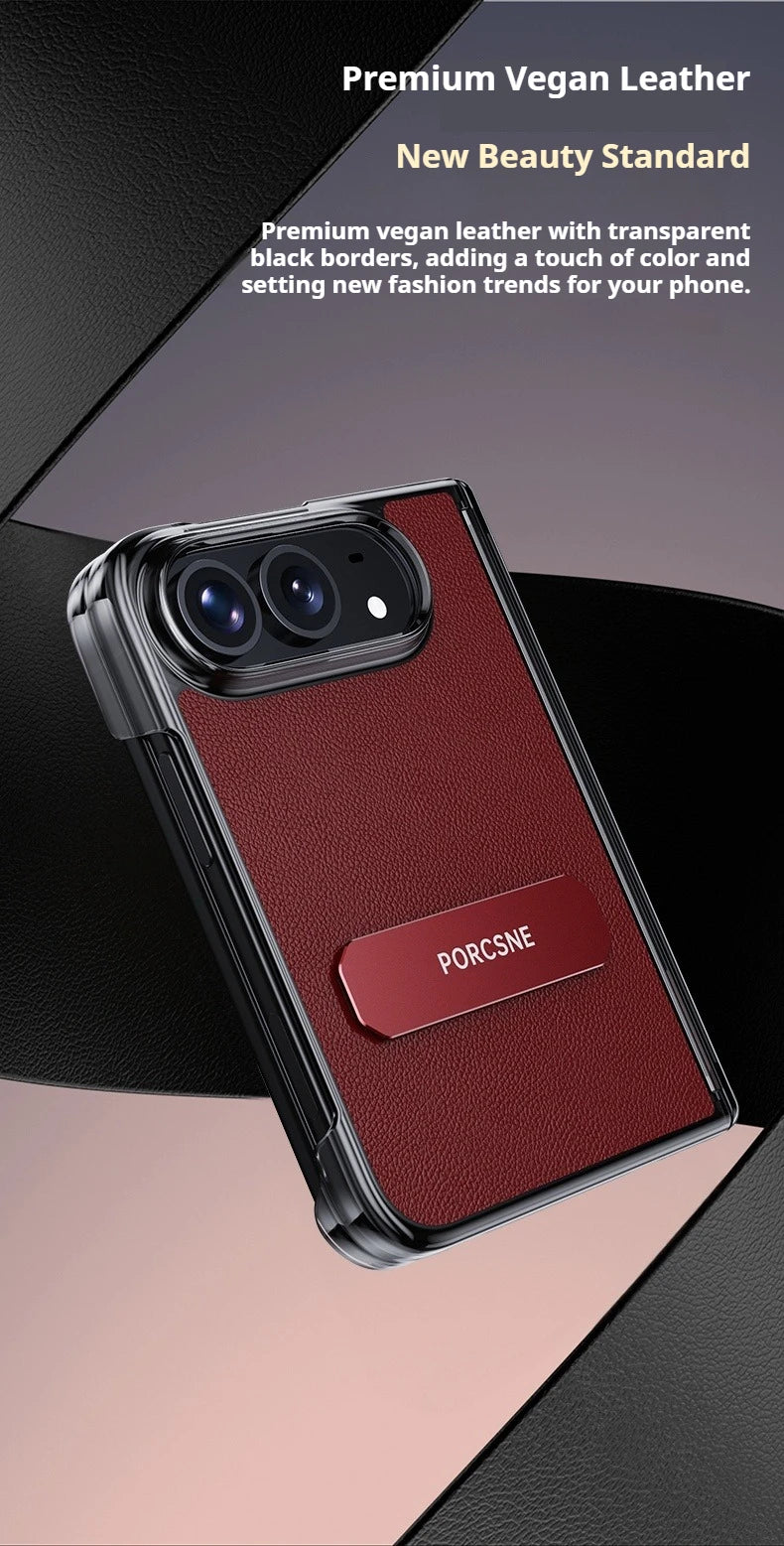 For iPhone Ultra Fold Case Luxury Matte Leather Ultra-Thin Skin-Friendly Folding Hinge Holder Shockproof Back Cover Accessories