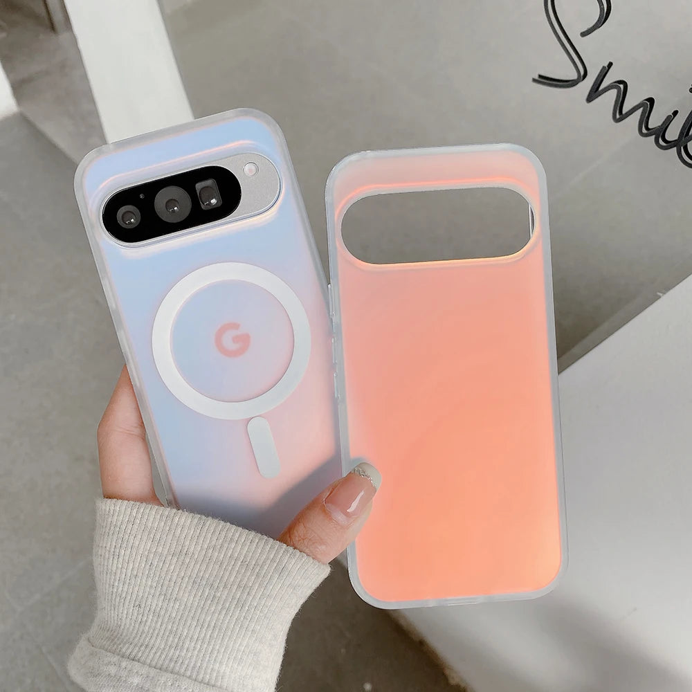 For Google 9/10 Pro XL Protective Phone Case Matte Material Phone Case With Laser Rainbow Gradient Simple and Fashionable Style.
