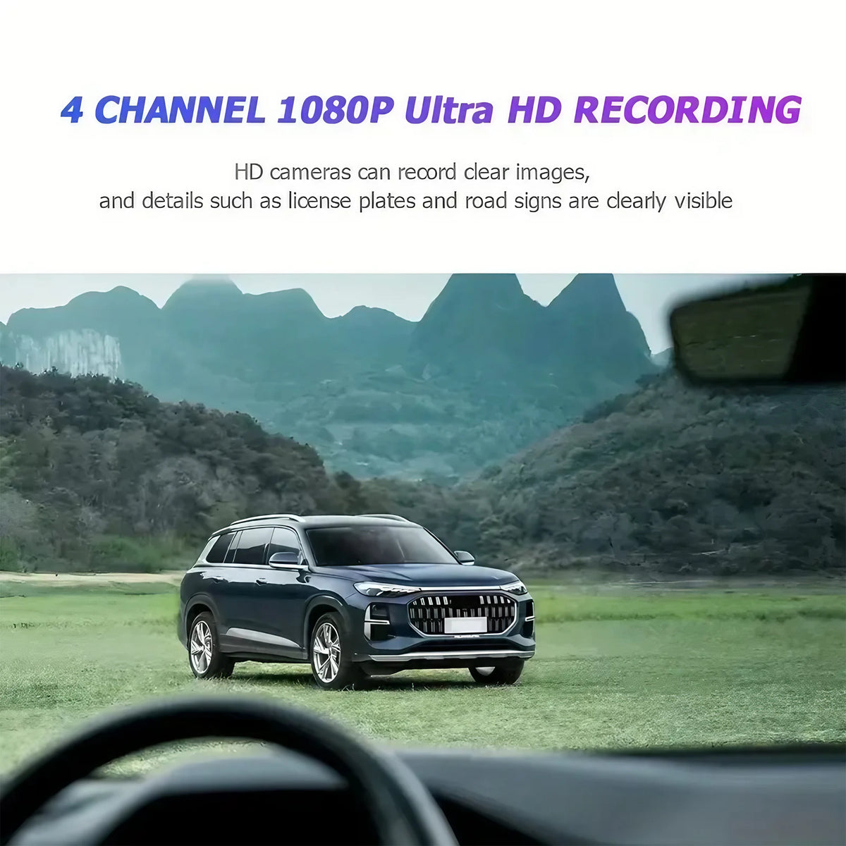 4 Lens Dash Cam 1080P Full HD 360 All Around View Car DVR 3 16 Inch IPS Screen Dashboard Camera Super Night Vision G Sensor Loop Recording Support Laptop Connection Professional Vehicle Driving Recorder Complete Interior Exte
