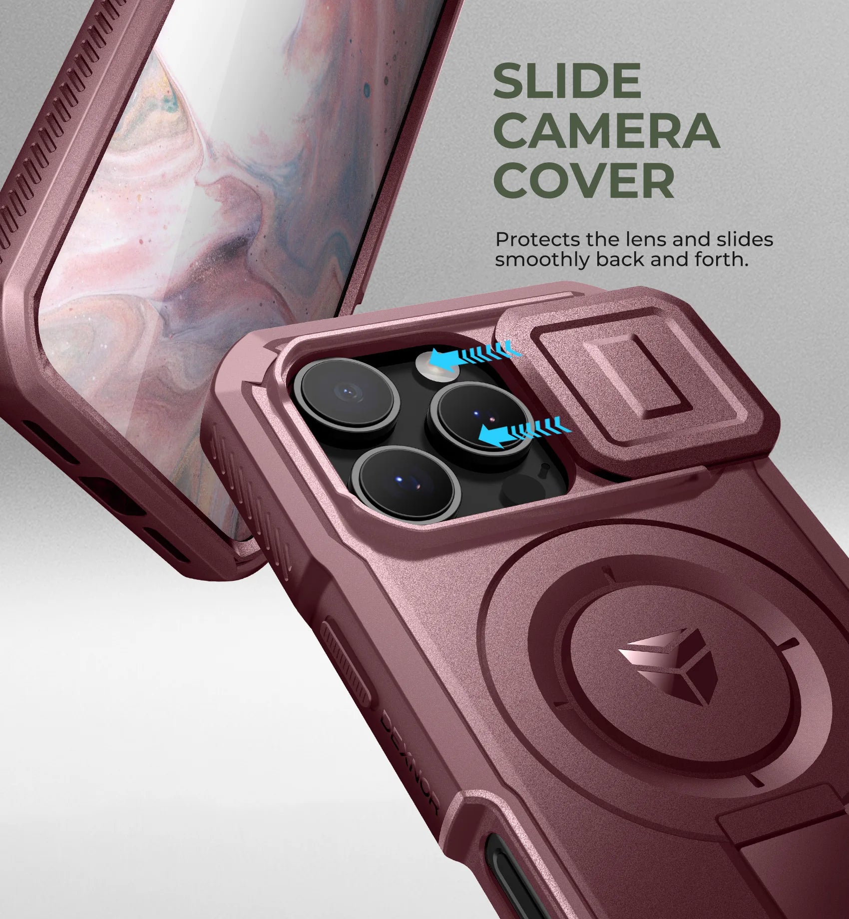 Dexnor For iPhone 16 Pro Case with MagSafe Rugged Shockproof with Built-in Sliding Camera Cover Built-in Screen Protector holder