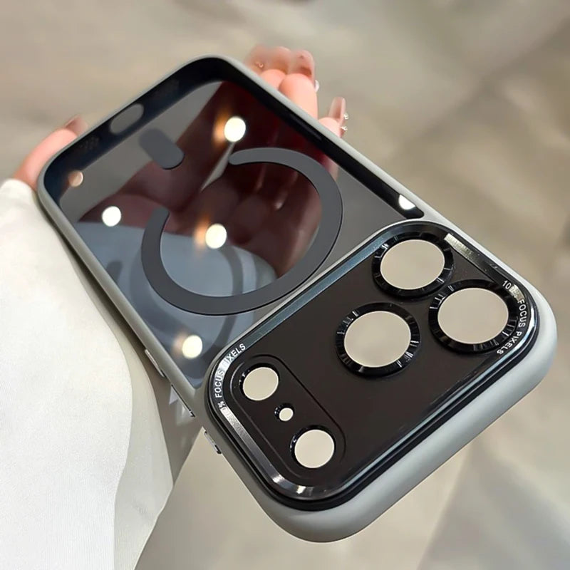 Transparent Metal Camera Bumper Cases For iPhone 17 11 12 13 16 Pro Max 15 16 Plus 17 Air For Magsafe Magnetic Clear Phone Cover