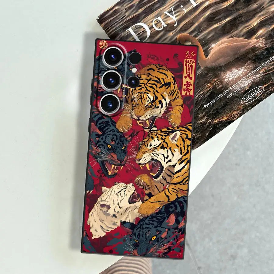 Case for Samsung Galaxy S26 Ultra S20 Ultra S10 S9 S21 FE S23 S25 Plus Note 20 8 9 10 S24 Funda Phone Cover Fantasy Tiger