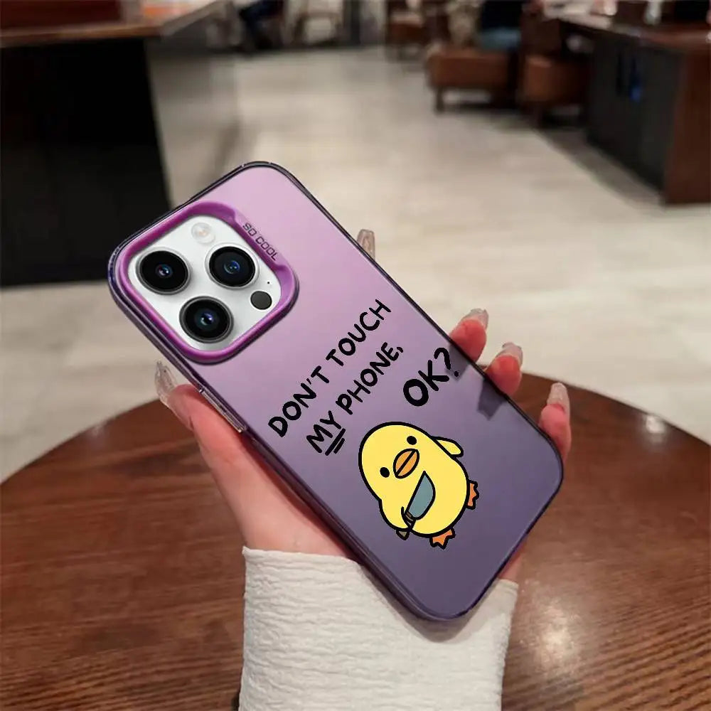 Duck Dont Touch My Phone Phone Case For iPhone 17,16,15,14,13,12,Pro,Max,Plus,E,SE4,Air,Mini Colorful IMD Box