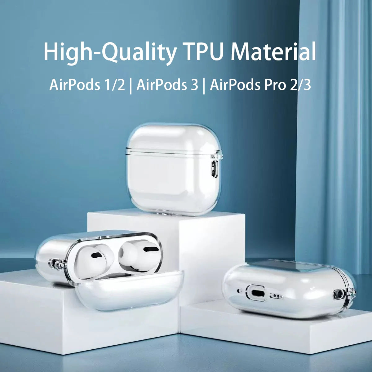 Clear Soft TPU Earphone Case with Metal Ring Buckle for Airpods Pro 2 3 2nd Generation Air Pods 4 3 1 3rd Gen Cover Accessories