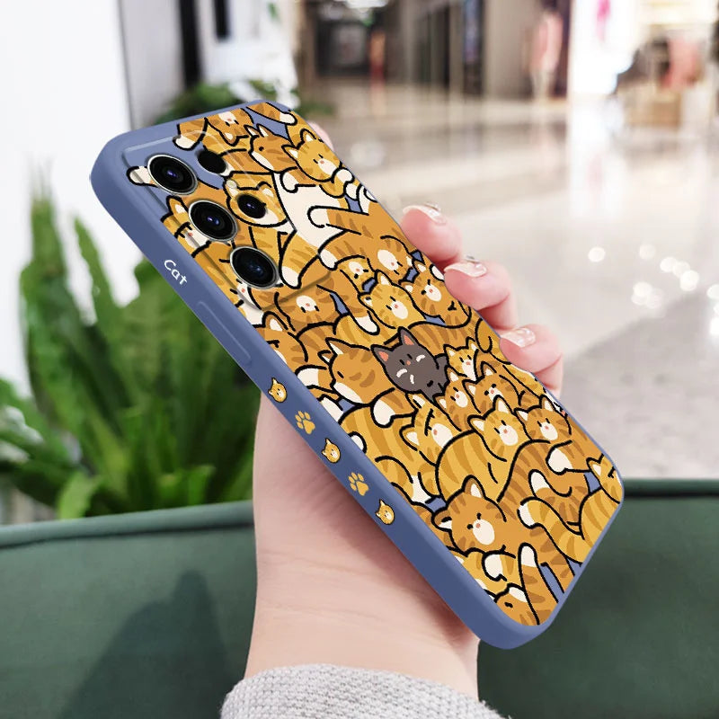 Orange Cats Phone Case For Samsung Galaxy S25 S24 S23 S22 S21 S20 S10 Ultra Plus FE Note 20 Ultra 10 Plus Cover