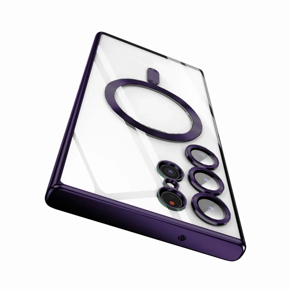 Luxury Wireless Magnetic Plating Cases For Magsafe Case Samsung Galaxy S25 S23 S24 Ultra S21 Fe S22 Lens Protective Cover