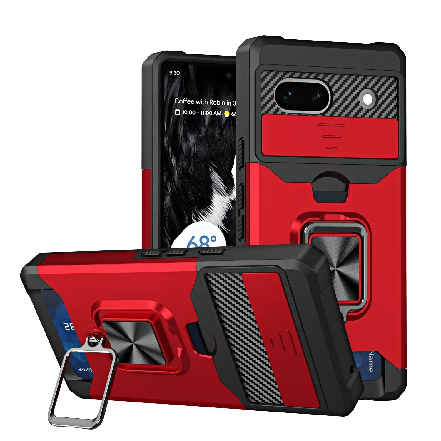 Card Slot Wallet Ring Holder Case For Google Pixel 10 9 Pro XL 8 7 6 Pro 10A 9A 7A 8A 6A Slide Camera Protect Armor Bumper Cover