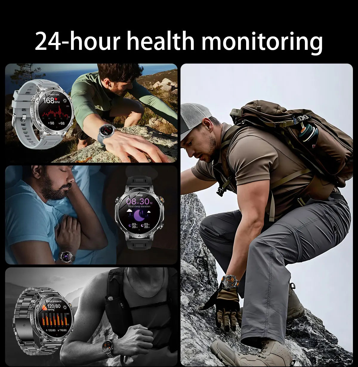 2026 New TANK Ultra 1400mAh Battery Military Smart Watch 10ATM Waterproof Heart Rate Tactical LED Flashlight Men Sports Bracelet