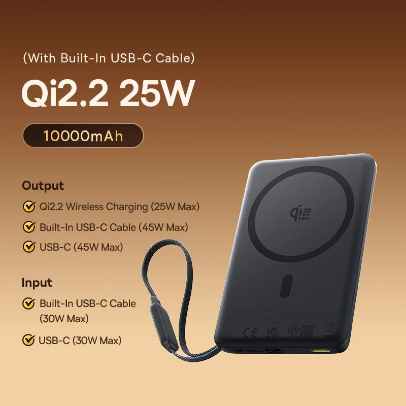 Baseus Qi2.2 25W Power Bank 10000mAh Magnetic Wireless Charging PD 45W USB-C Power Bank For iPhone 17 16 Pro Max Samsung S25