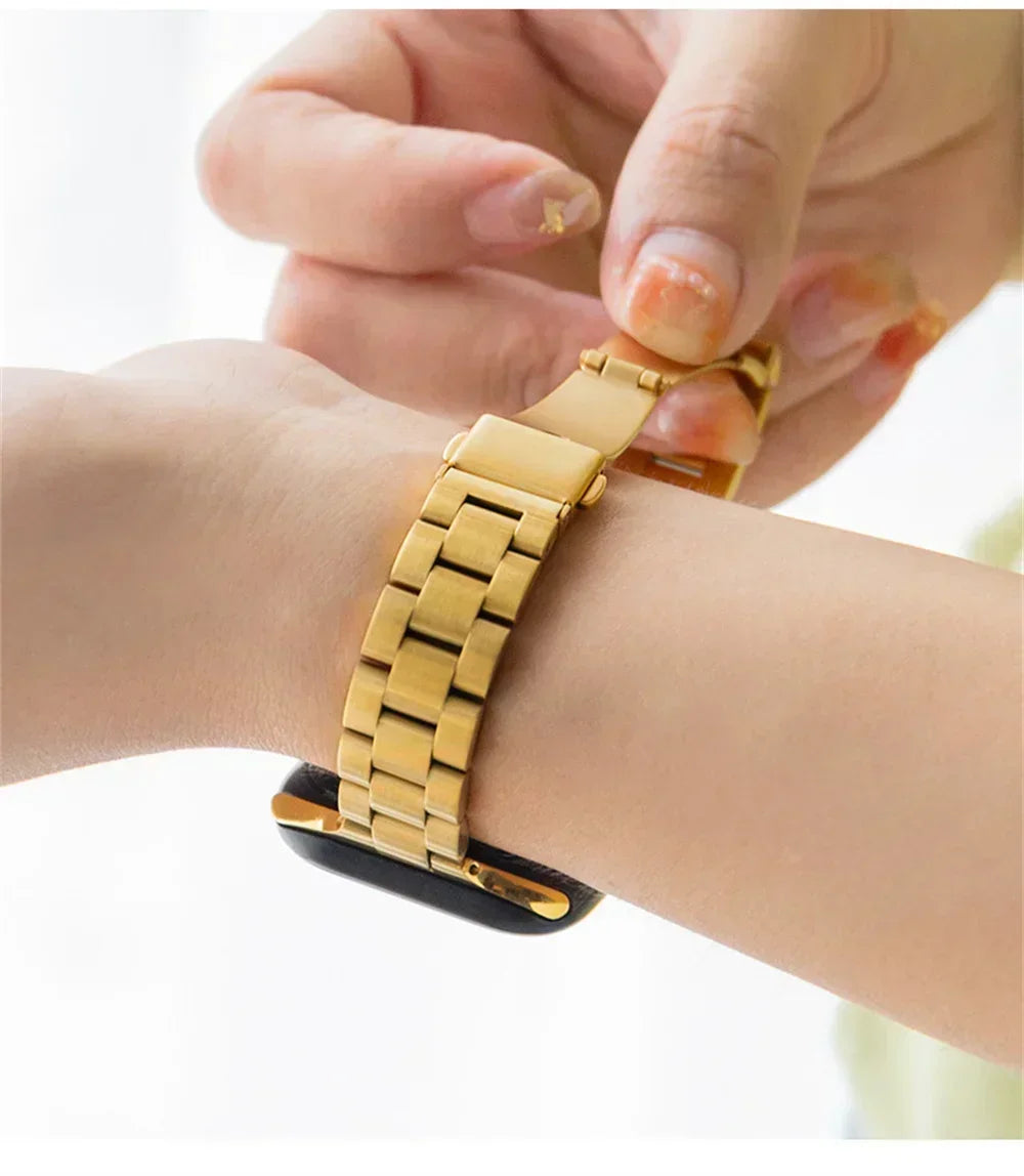 Strap For Apple watch band 46mm 45mm 44mm 49mm 40mm 41mm Metal Stainless Steel bracelet iWatch series 10 8 9 7 5 se 6 4 Ultra 2