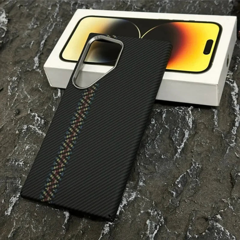 Luxury Carbon Fiber Wireless for Magsafe Case for Samsung Galaxy S26 S25 S23 S24 S22 Ultra Plus Alloy Lens Protection Hard Cover