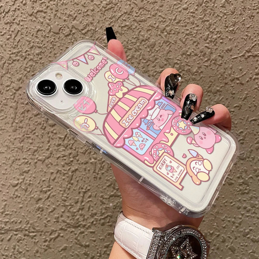 Anime Pink K-Kirbys Cat Phone Case for Samsung Galaxy S25 S24 S23 S22 S21 S20 S10 Note20 Note10 FE Ultra Plus 4G 5G Clear Cover