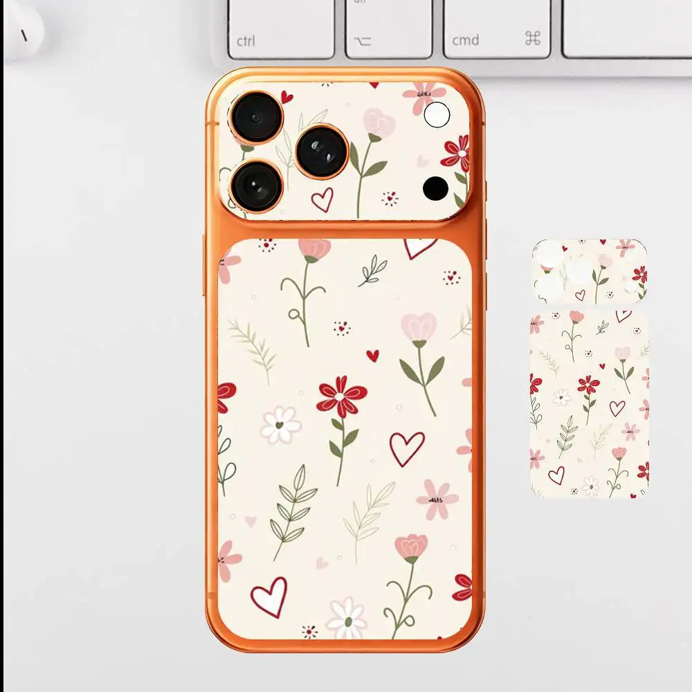 Floral Pattern Back Cover Decal Protective Sticker For Iphone 17 Pro Max Skin Sticker Back Protective Decorative Stickers