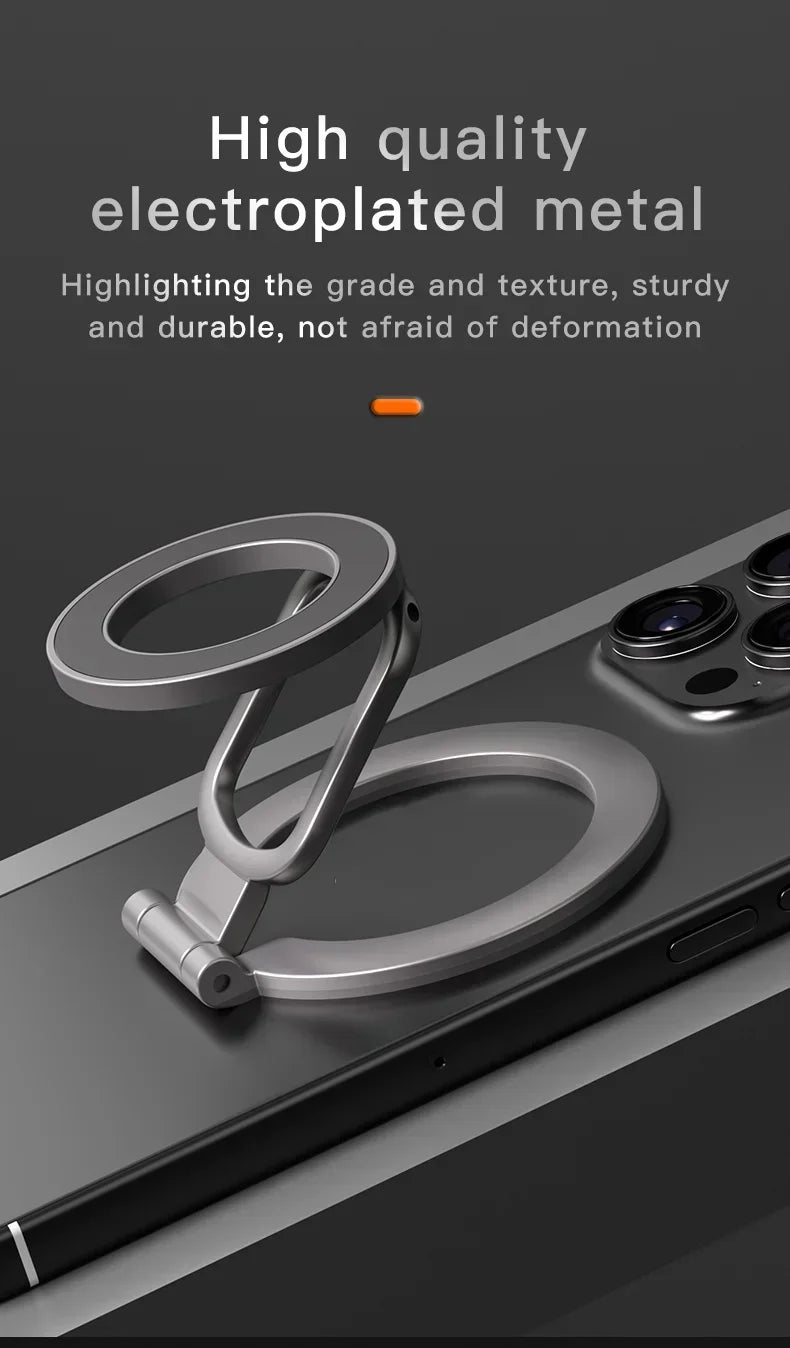 Double Sided Phone Stand Magnetic Phone Ring Holder Kickstand Magnet Grip for MagSafe iPhone 16 15 14 13 12 Pro Max Car Holder