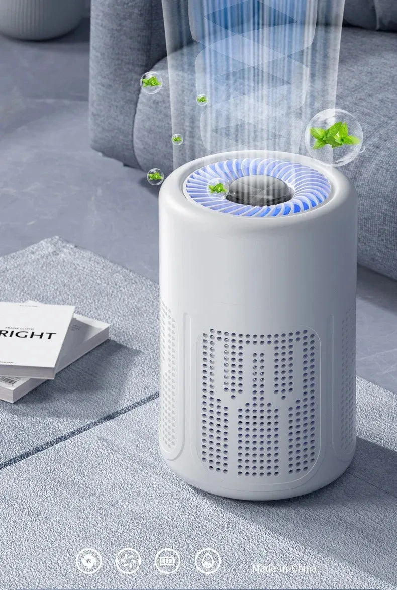 Mini Desktop Air Purifier Portable Air Cleaner HEPA Filter Freshener Odor Remover Compact Air Quality Improvement Devic