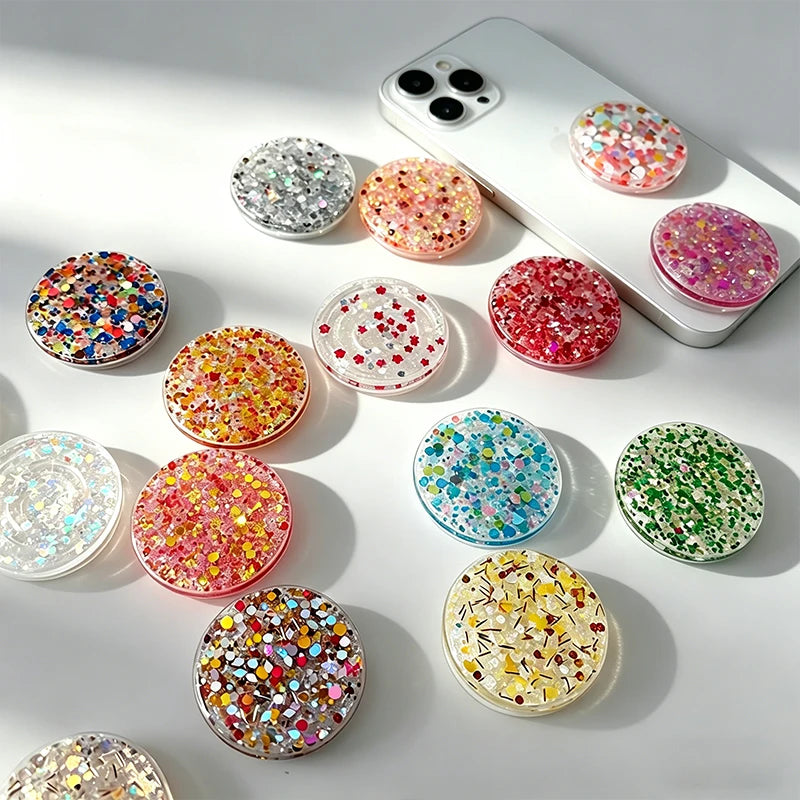 Glitter Phone Grip Socket Foldable Phone Holder Ring Holder With Adhesive for Iphone 17 16 15 14 13 Samsung Grip Tok Bracket