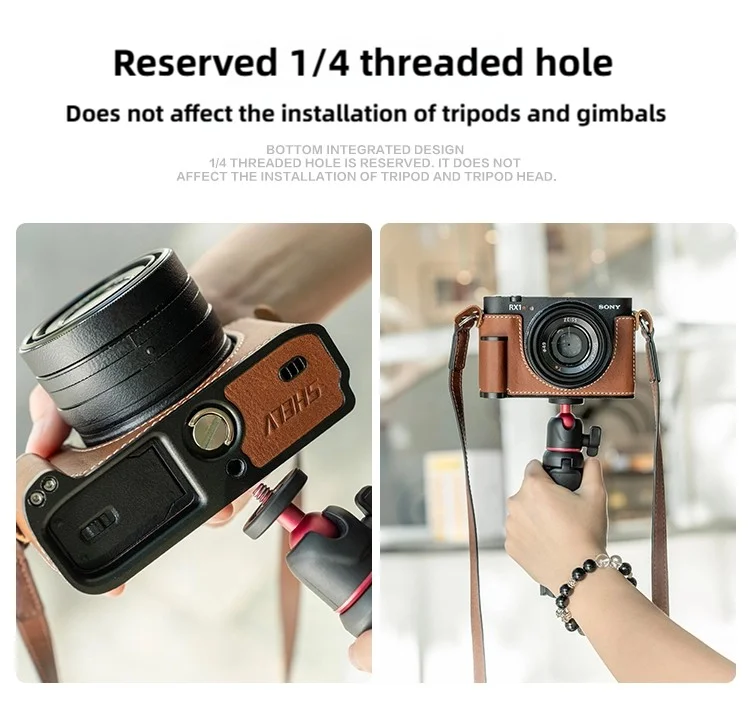 Camera Bag for Sony RX1R3 RX1RM3 Camera Genuine Leather Handle Protective Case RX1R3 Camera Shell Shoulder Strap Accessories