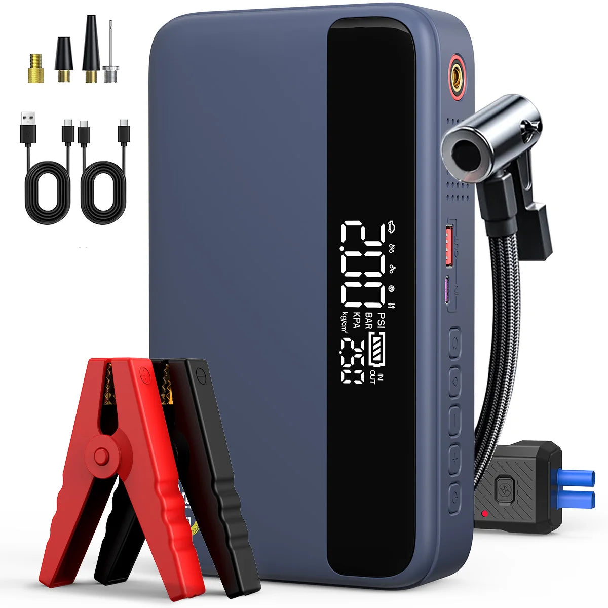 1500A peak Car Jump Starter 26800mAh Power Bank Portable Air Compressor 12V Starting Device for Car Battery Emergency Starter