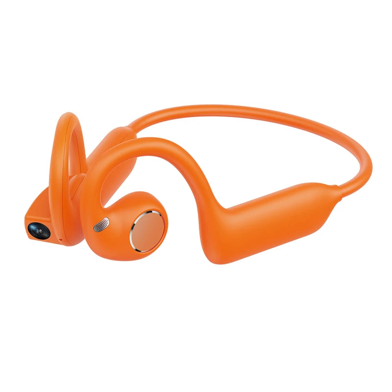 E12 Ear Hook Bone Conduction Headphones Open Ear Wireless Bluetooth 5.4 Sports Earbuds with AI Translator HD Camera for Running