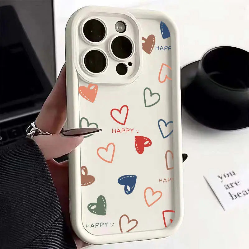 Colorful Love Heart Silicone Phone Case For Samsung Galaxy M34 M31 M51 M30S M23 M20 M11 M15 J4 J6 Plus J8 A10 A01 A02 S20 Ultra