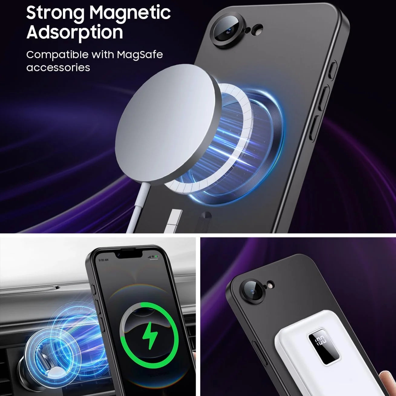 Magnetic for iPhone 17e/16e Phone Case [Compatible with Magnetic ][Built-in Camera Lens Protector] Slim Soft  Bumper Shockproof