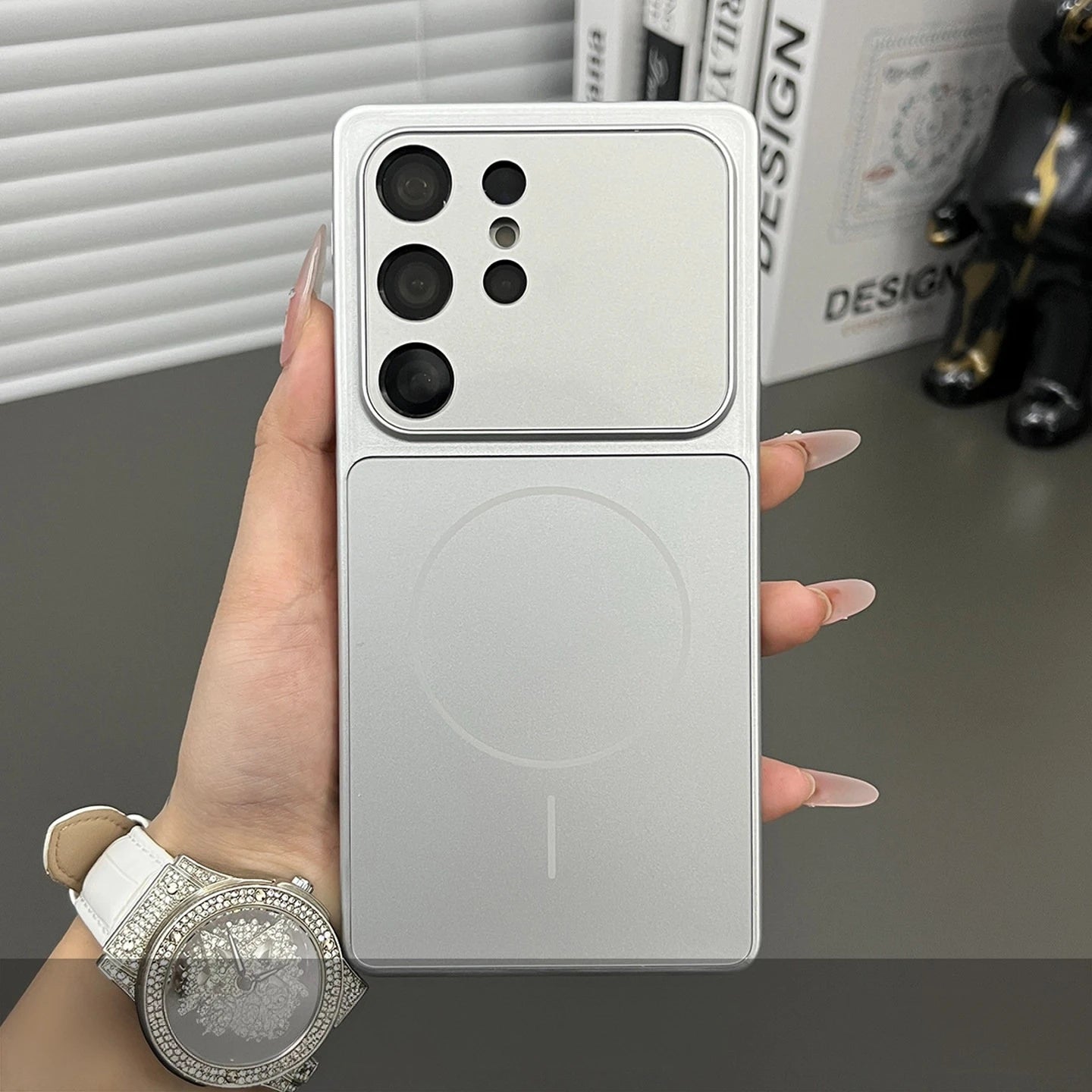 Luxury Large Window Case For Samsung Galaxy S26 S24 S23 Ultra S25 Plus Cover Magnetic Wireless Charging Armor Hard Cover Fundas