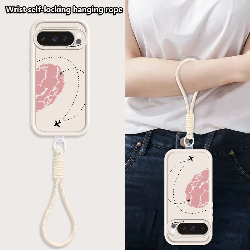 Leopard Love Heart Patterned Phone Case For Google Pixel 10 9 Pro Pixel 8A 7A 10 9 Pro XL 8 7 Pro 9A Soft Silicone Lanyard Cover