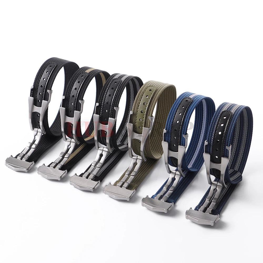 20mm Canvas Nylon Watch Strap For Omega for Swatch For Seiko Men Women Sport Washable Folding Buckle Watchband Watch Accessories