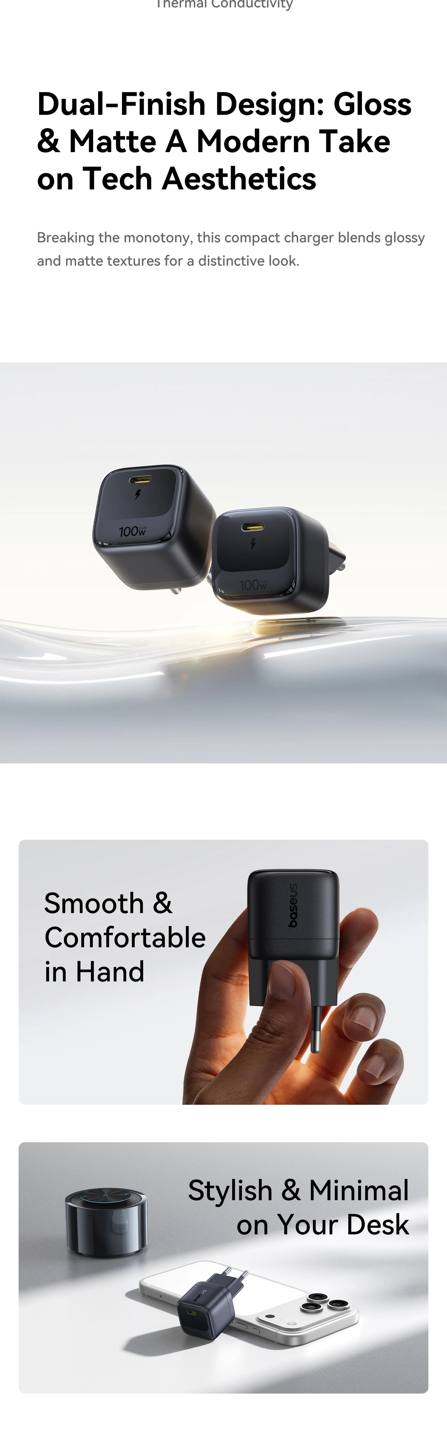 【Mini Charger】Baseus 100W Fast Charger USB C Charger Quick Charging For iPhone 17 16 Pro Max iPad Tablet Xiaomi GaN Charger