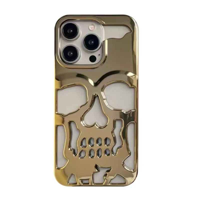 Cool Hollow Heat Dissipation Cool Skull Ghostface Plating Phone Case For iPhone 17 16 Pro Max 15 14 Plus Air Fashion Slim Cover