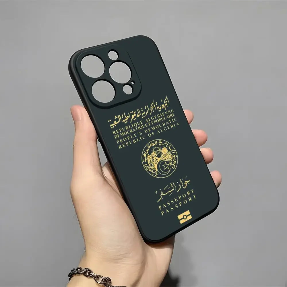 Algeria Map Flag Passport Phone Case For iPhone 17 16 15 11 12 14 13 Pro Max Mini XS XR 7 Plus 17E Air Shockproof Silicone Cover