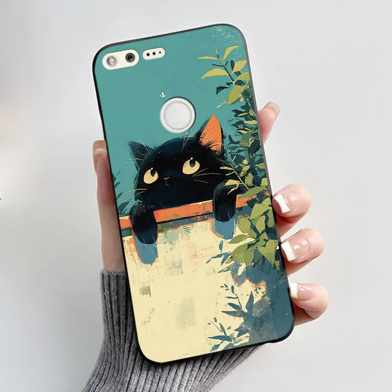 For Google Pixel 1 Case Aesthetic Cute Cat Shockproof Silicone TPU Soft Back Cover for Google Pixel 1 Pixel1 XL Phone Case Coque