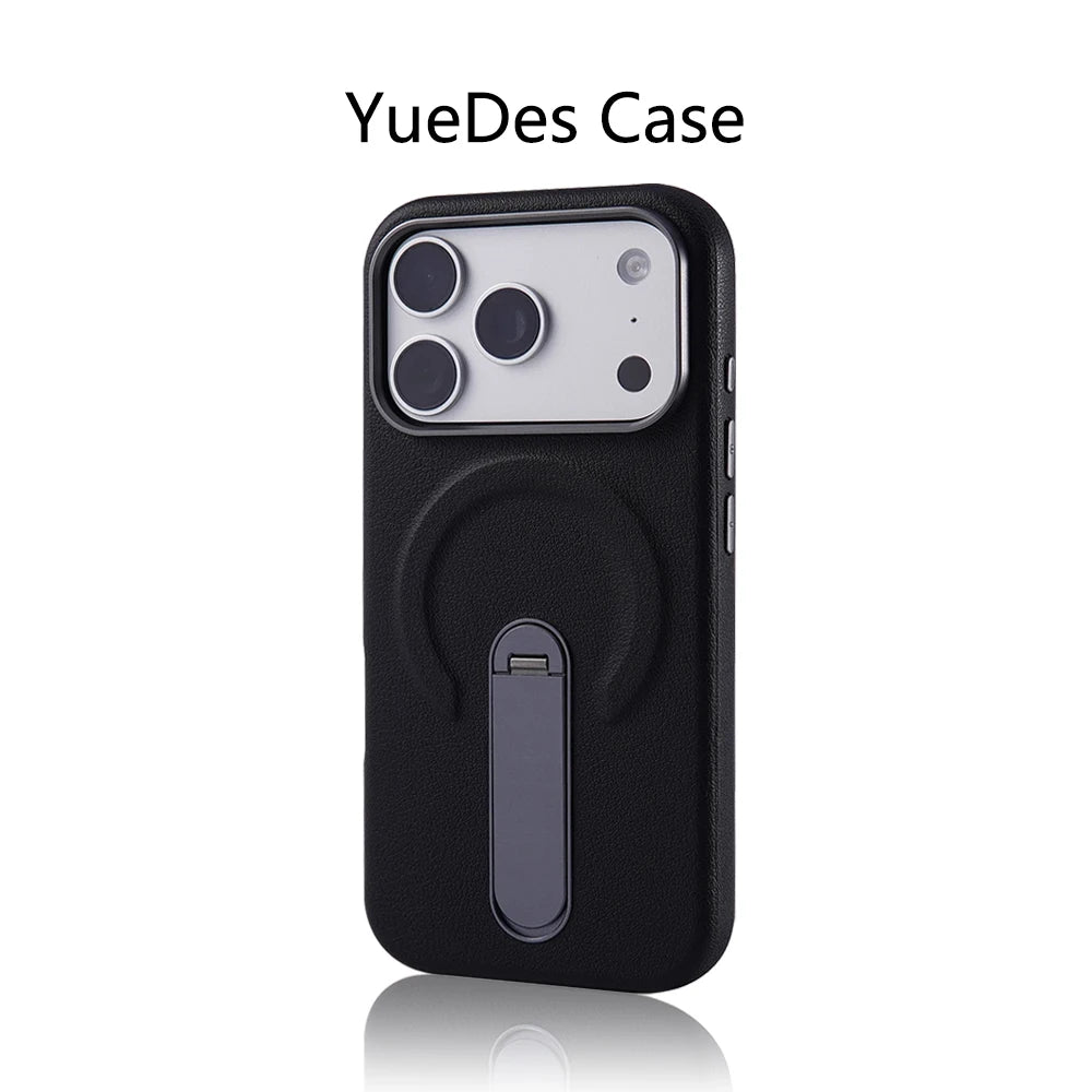 Luxury Rotation KickStand Business Leather Case For iPhone 18 17 Pro Max 16 15 14 13 For MagSafe Magnetic Matte Shockproof Cover