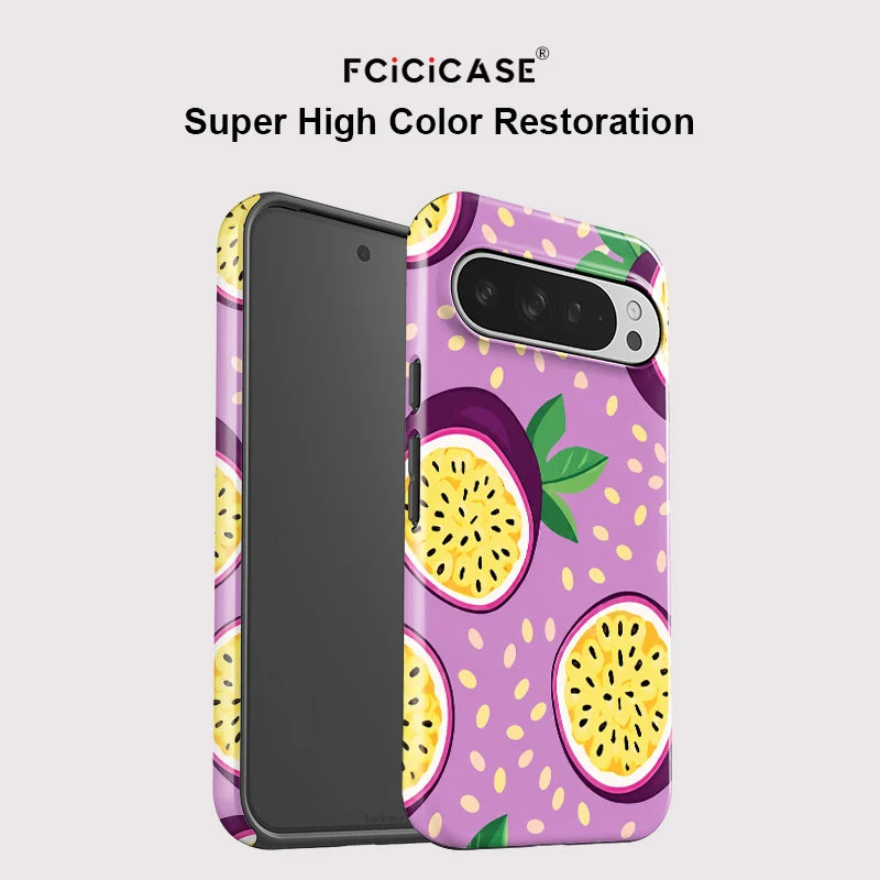 Fcicicase Acrylic Phone Case For Google Pixel 9 10 Pro XL 8 9 10 Pro 7A 8A 10A Matte Passion Fruit Pattern Shockproof Cover