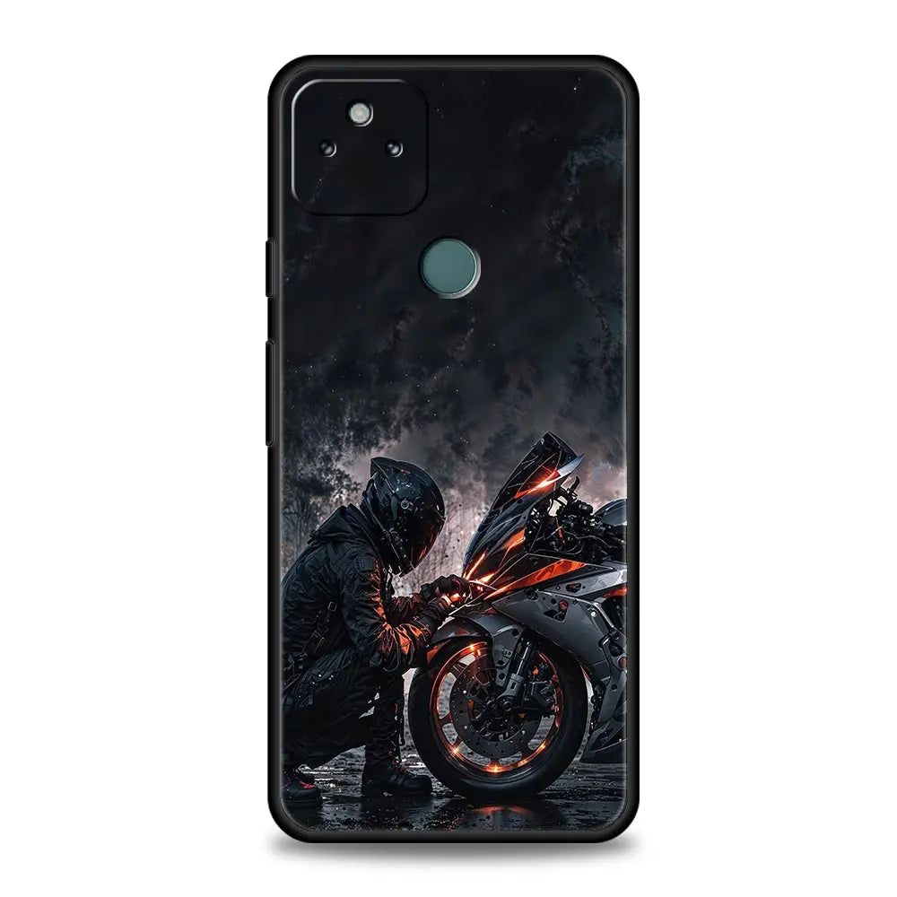 Phone Case Cover for Google Pixel 10 9 8 7 6 9A 8A 7A 6A Pro Shockproof Soft TPU 10 9 Pro XL Shell Capas Motorcycle Rider Fundas