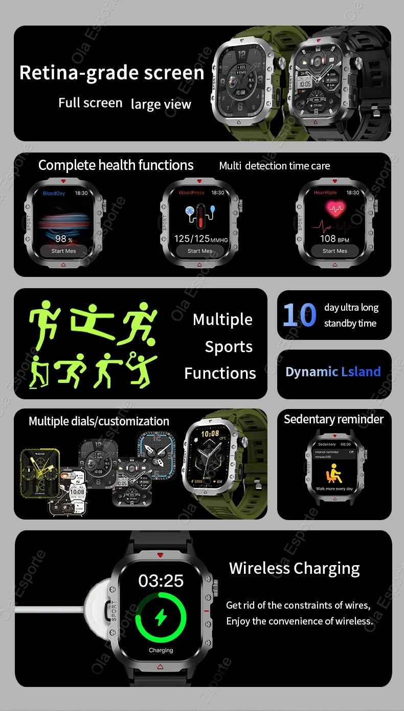 Military GPS Smart Watches For Men Flashlight Waterproof Outdoor Sport Tracker Bluetooth Call Smartwatch Man Women 2025 Pk h12