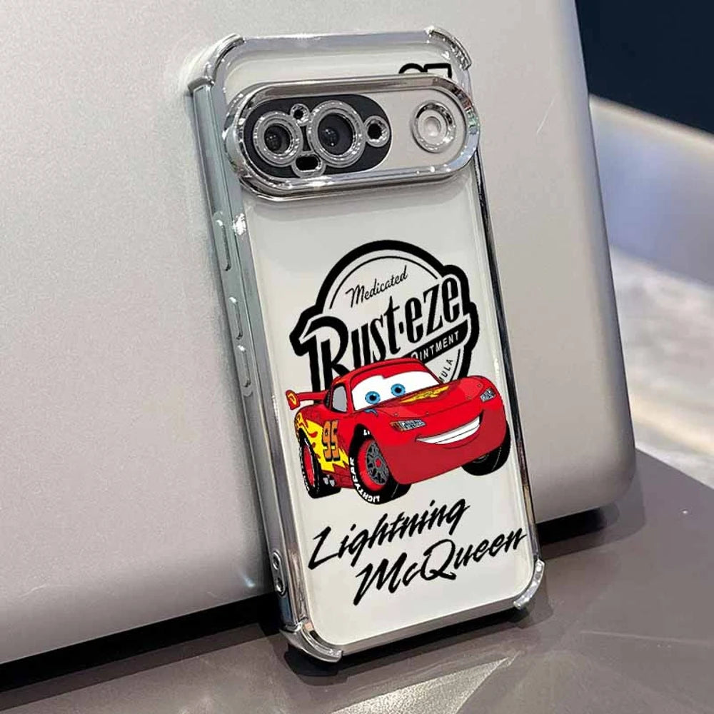 Cars Lightning McQueen Phone Case For Google Pixel 10A 9A 9 8A 8 7A 7 Pro XL Plating Drop-proof Transparent Soft Cover