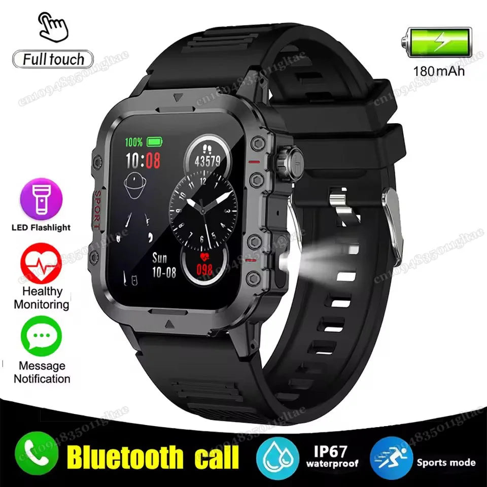 2026 New Military-grade Smart Watch Men GPS Flashlight 3ATM Waterproof Watch Bluetooth Call 100+Sport Outdoor Smartwatch Pk Hw12