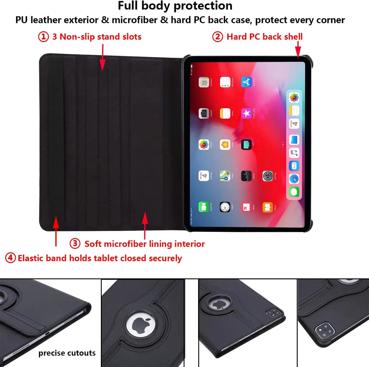 Case For Apple iPad Pro 12.9 2015/2017 360 Rotating Smart Cover iPad Air 13 2024 2025 12.9"2018-22 PU Leather Funda Tablet Shell
