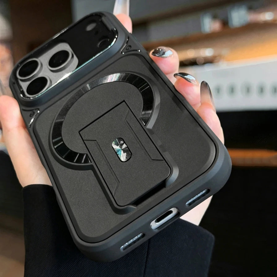 Fold Stand Magnetic Armor Case for iPhone 17 Air 16 15 14 Plus 13 12 11 Pro Max For Magsafe Camera Holder Lens Protection Cover