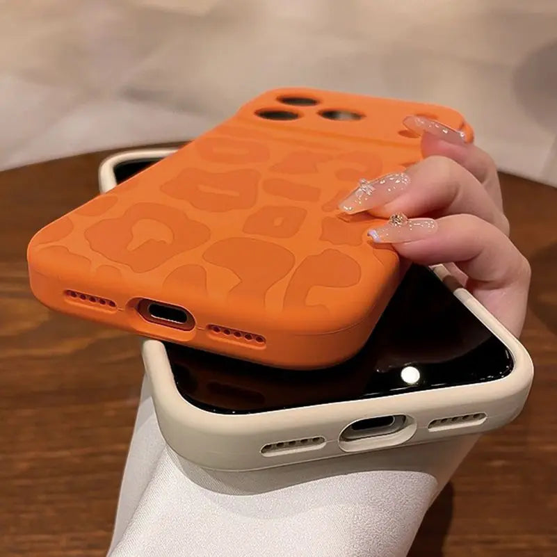 Leopard Pattern Liquid Silicone Case for iPhone 17 16 Pro Max Air 14 15 Plus 11 12 Camera Control Button Soft Shockproof Cover
