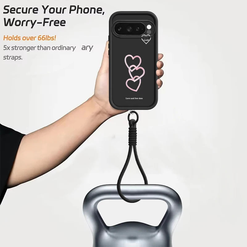 Leopard Love Heart Patterned Phone Case For Google Pixel 10 9 Pro Pixel 8A 7A 10 9 Pro XL 8 7 Pro 9A Soft Silicone Lanyard Cover