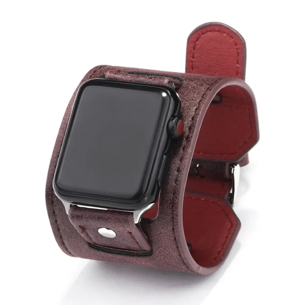 Leather bracelet for apple Watch band 46mm 42mm 44mm 40mm 41mm 45mm ultra 2 49mm watchband iwatch series 10 9 8 7 4 5 6 Se strap