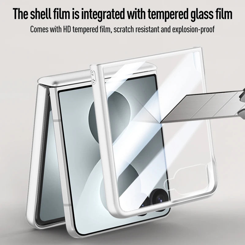 Magnetic Wireless Charging Matte Case For Samsung Galaxy Z Flip 8 7 With Rotating Bracket Hinge Tempered Film Shockproof Cover