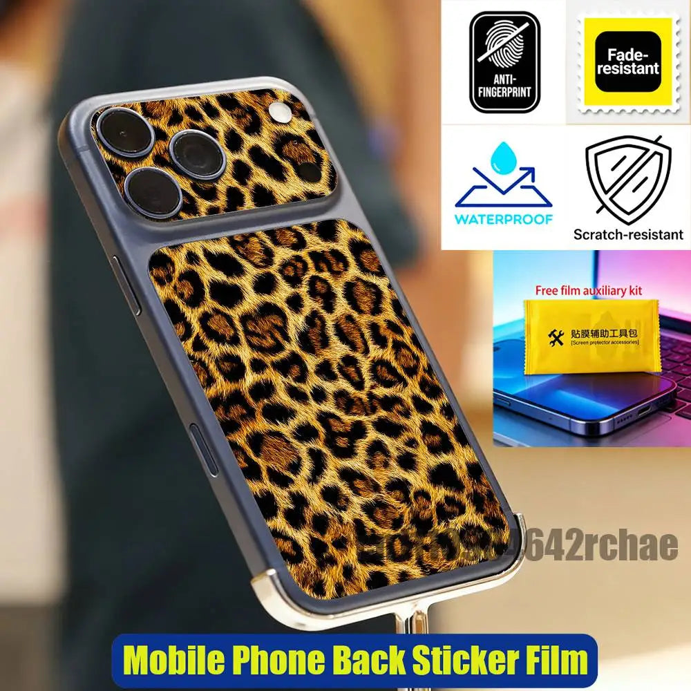 For Leopard print wallpaper Phone Back Film Sticker iPhone 17 Pro Max P PM Decal Skin Wrap Custom Stickers Cover
