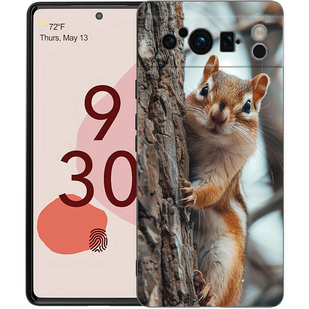 Cartoon Animal Bear Fox Squirrel Phone Case For Google Pixel 10 9 8 7 6 Pro XL 9A 8A 6A 7A 5G Soft Shockproof TPU Black Cover