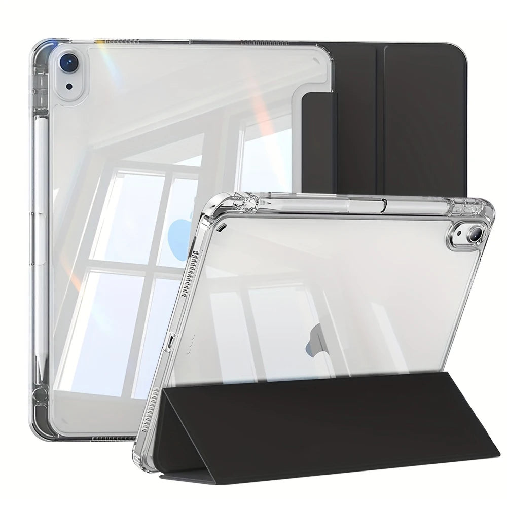 Case For iPad 5 6 7 8 9 10 11 Air 11 13 inch /Mini 6th 7th Gen / Pro 11 12.9 (3rd/4th/5th/6th Gen) Crystal Clear with Pen Holder