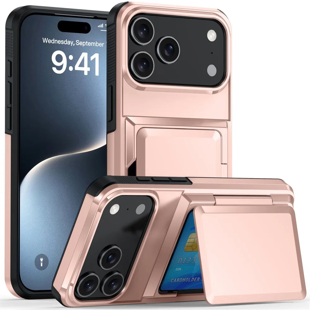 Wallet Case For iPhone 17 Pro Max 16 Pro Max 15 14 13 12 Protective Credit ID Card Holder Heavy Duty Protection Shockproof Cover