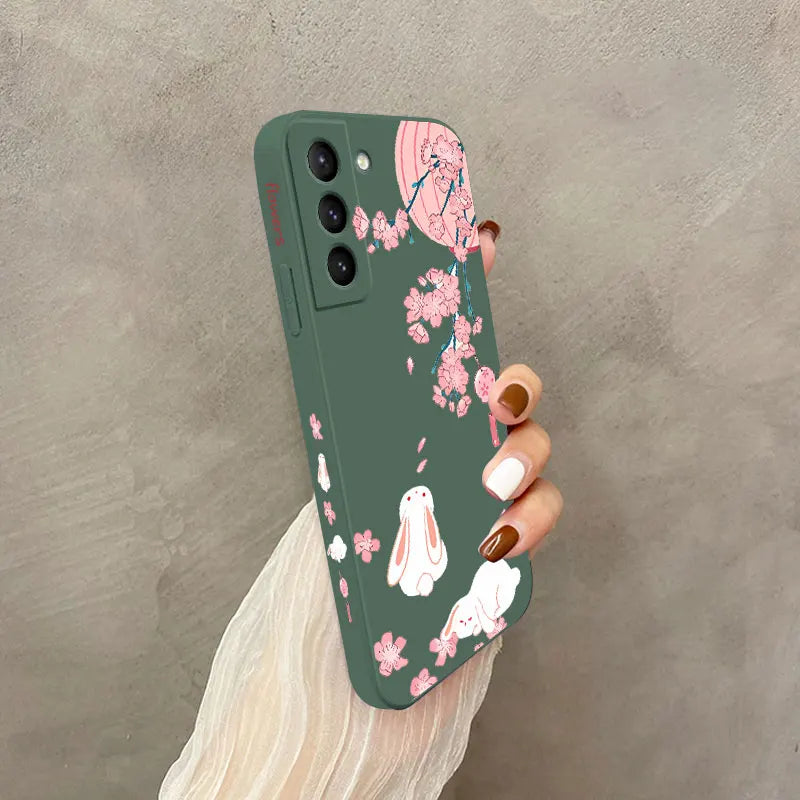 Peach Bunny Phone Case For Samsung Galaxy S23 S22 S21 S20 Ultra Plus FE S10 S9 S10E Note 20 ultra 10 9 Plus Cover