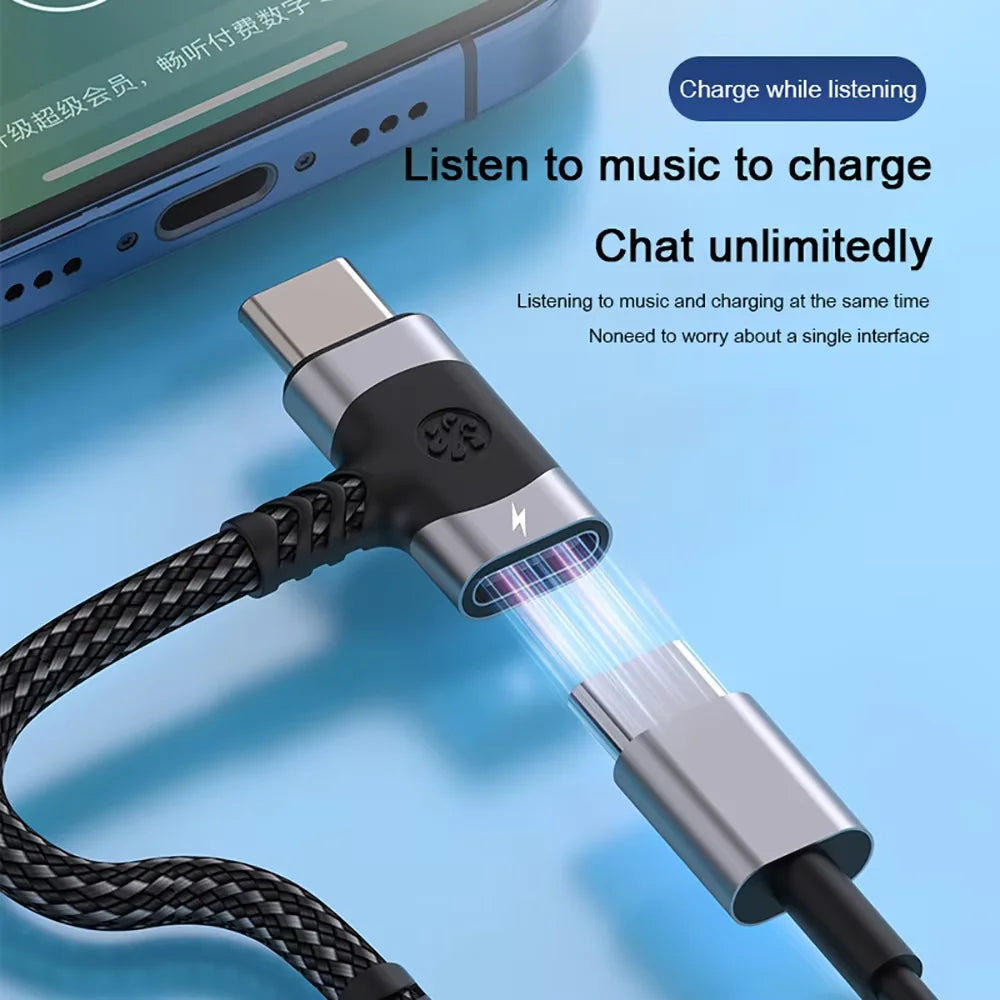 2 in 1 Type C OTG Splitter USB C to 3.5mm Jack AUX Audio Adapter Headphone Cable Converter For iPhone 15 Samsung Xiaomi Huawei